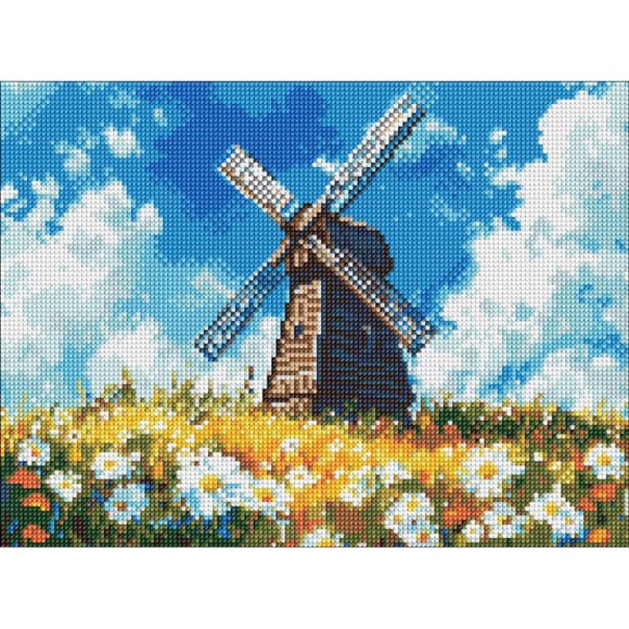 Алмазная мозаика "Мельница посреди поля" ©art_selena_ua AMO8304, 30х40 см 