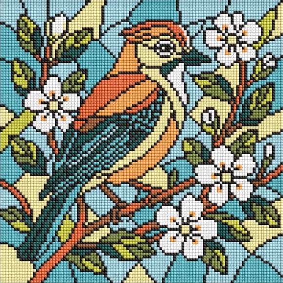 Алмазная мозаика "Витраж. Сойка" ©art_selena_ua AMO8317, 30х30 см 