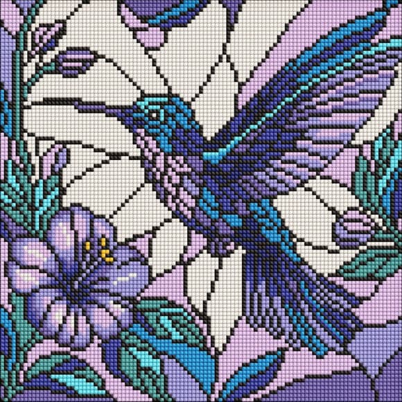 Алмазная мозаика "Витраж. Колибри" ©art_selena_ua AMO8319, 30х30 см 
