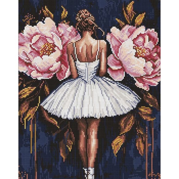 Алмазная мозаика "Балерина с розовыми пионами" ©art_selena_ua AMO8346, 40х50 см