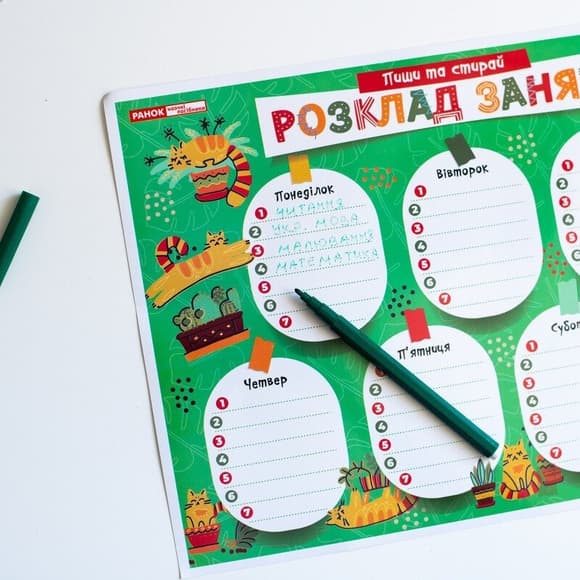 Детское расписание уроков "Котики" 10104271 А4
