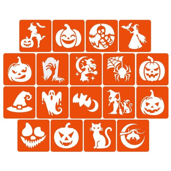 Набор для био-тату "Хэллоуин - глиттер" set-halloween-glitter 18 трафаретов