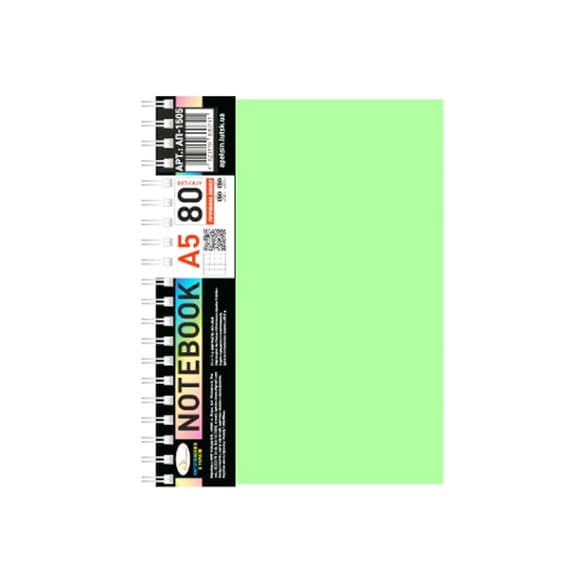 Блокнот А5 АП-1505(Light Green) 80 листов, пружина сбоку