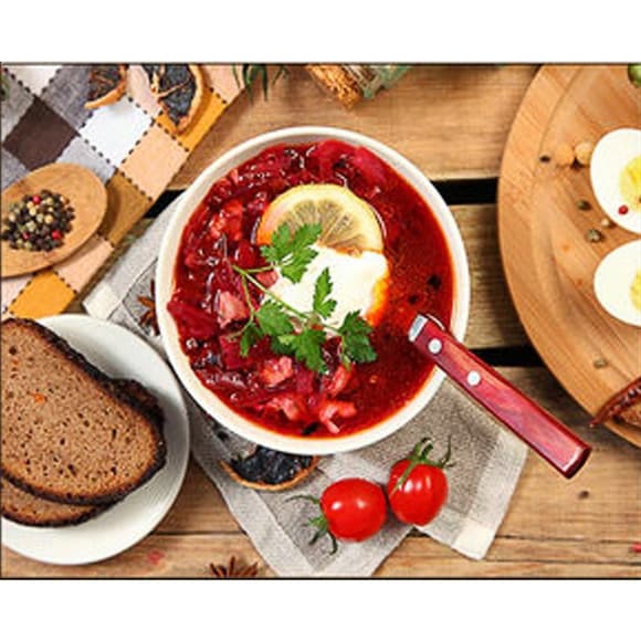 Алмазная мозаика "Вкусный борщ" HEG86889, 30х40 см