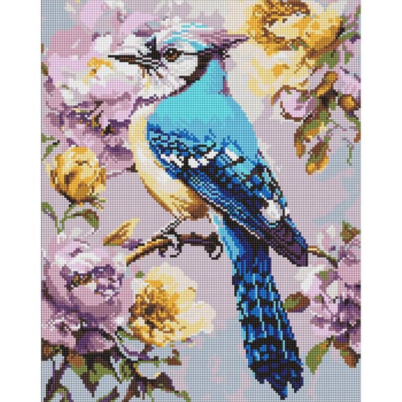 Алмазная мозаика "Сойка в пионах" AMO8294, 40х50 см