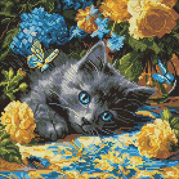 Алмазная мозаика "Котенок голубоглазый" AMO8340, 40х40 см