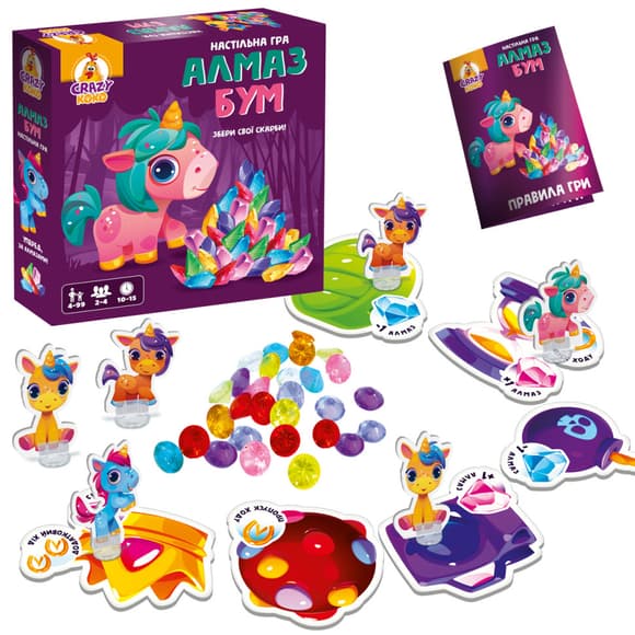 Игра настольная развлекательная "Алмаз бум" Единорожка VT8055-31, 2-4 игрока