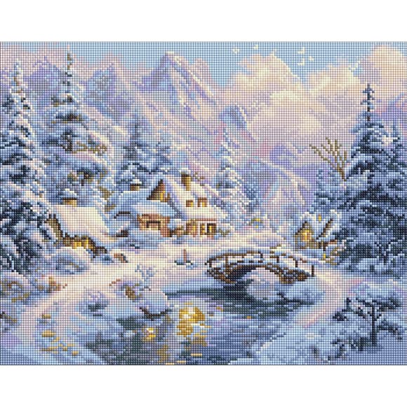 Алмазная мозаика "Зимний уют среди гор" AMO20001, 40х50 см
