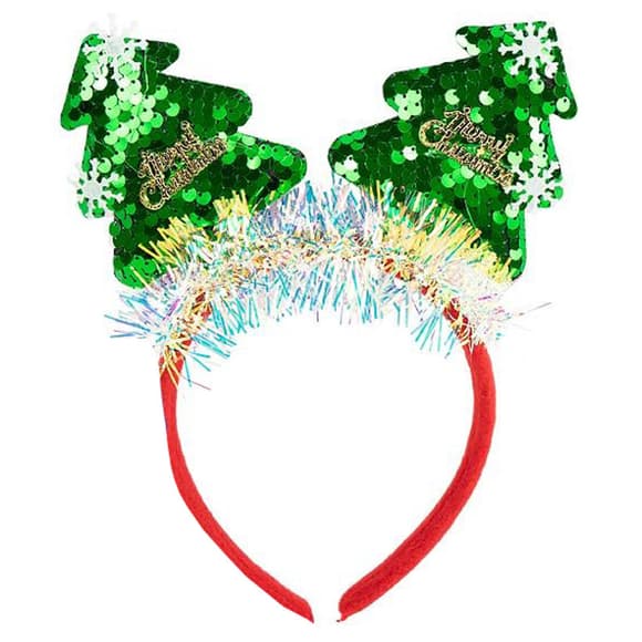 Детс кий новогодний ободок "Елочка" 2503-SP(Green) с пайетками