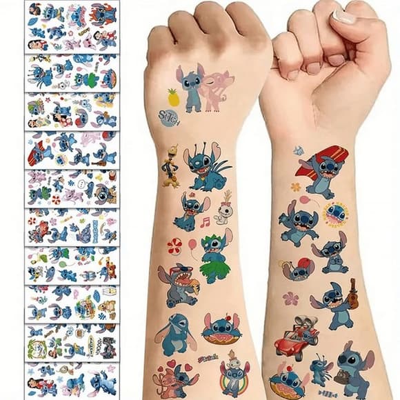 Детские временные татуировки "Лило и Стич" lilo-stich-tattoo-10, 12х7 см