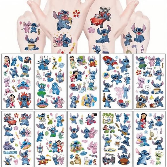 Детские временные татуировки "Лило и Стич" lilo-stich-tattoo-10, 12х7 см