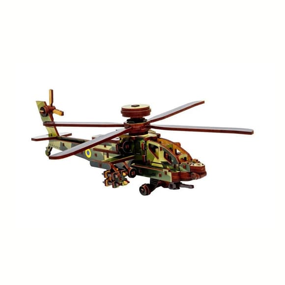 Дерев'яний 3D конcтруктор "Вертоліт" Puz-00954, 125 деталей