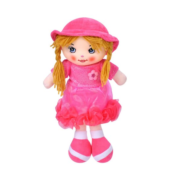 Детская игровая кукла YG0009(Pink-Yellow) 33 см, мягконабивная, петелька  