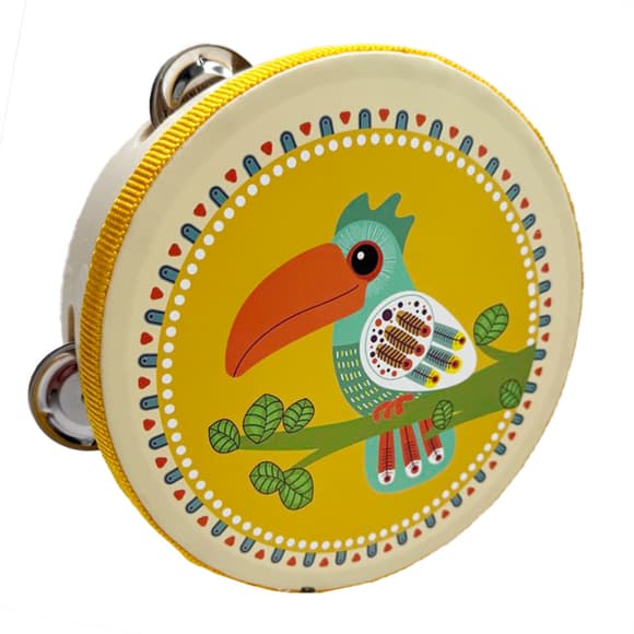 Деревянная игрушка Бубен "Тукан" MD 0367-44 диаметр 15 см