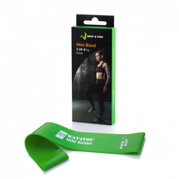 Эспандер для ног Mini Bands Way4you w40013 зеленый, 2,25-6 кг