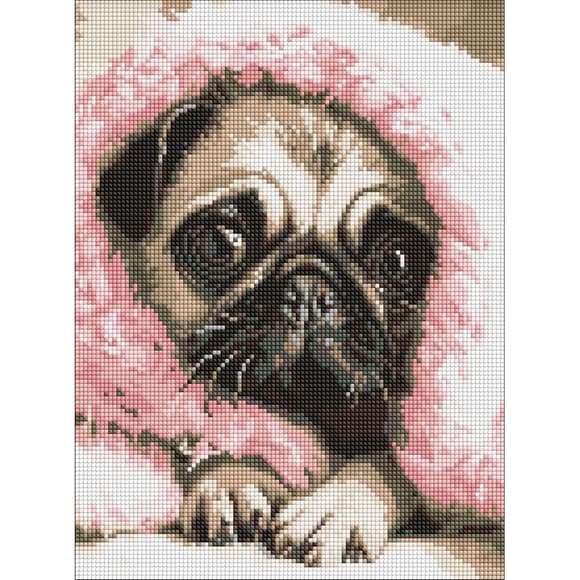 Алмазная мозаика "Укутанный мопс" ©art_selena_ua AMO20072, 30х40 см