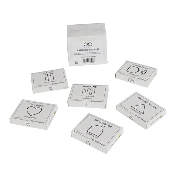 Набор деревянных головоломок "Wooden mini puzzle set #2" set2en 6 штук
