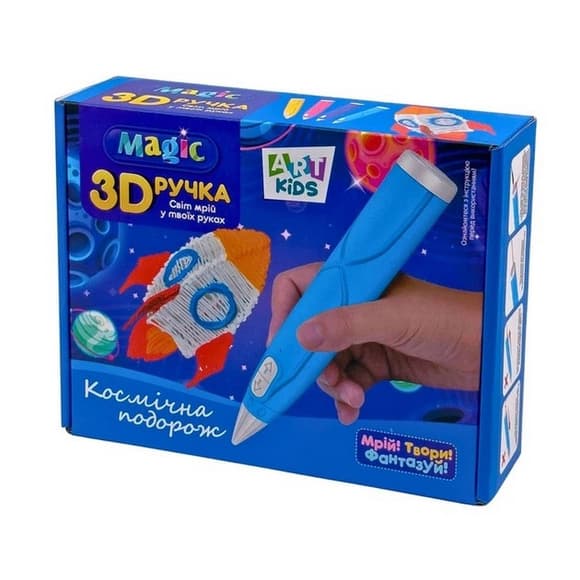 Набір для творчості 3D ручка AK 0011(Blue) 17 см, 9 трафаретів