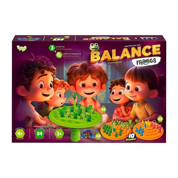УЦЕНКА!!! Настольная игра "Balance Frogs" Danko Toys BalF-01-UC 54 фигурки лягушат