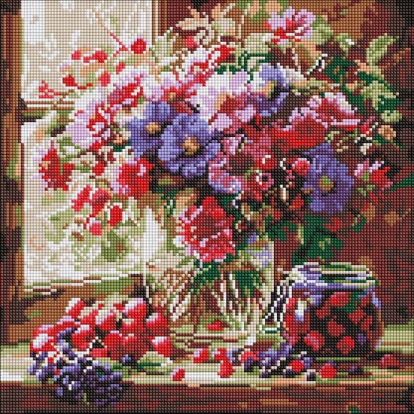 Алмазная мозаика "Букет и фрукты" ©art_selena_ua AMO8314, 40х40 см