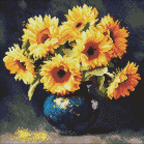 Алмазная мозаика "Подсолнух в темноте" ©art_selena_ua AMO8354, 40х40 см