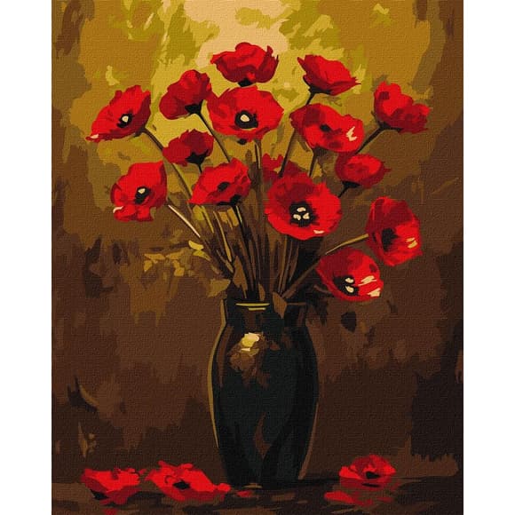 Картина по номерам "Букет маков" ©art_selena_ua KHO3328 с красками металлик 40х50 см