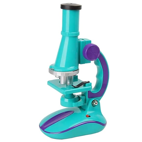 Дитячий мікроскоп SK 0006(Turquoise) світло, 19,5 см, 2 пробірки, скло