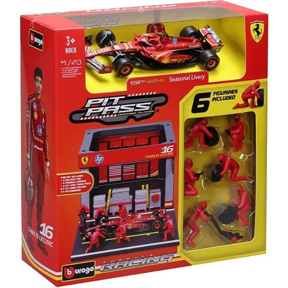 Игровой набор формулы один "Pit Pass Ferrari SF-24" Bburago 18-36862 (#16)