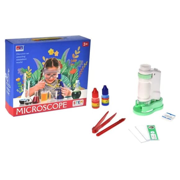 Детская игрушка "Микроскоп" 3108B(Blue) щипцы, стекло в комплекте