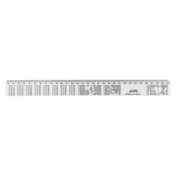 Лінійка з табличкою множення AS-0612, К-9052 білий, пластикова, 30 см
