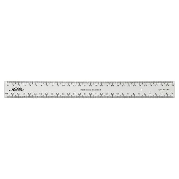 Классическая линейка AS-0607, К-9090 цвет прозрачный, пластиковая, 30 см