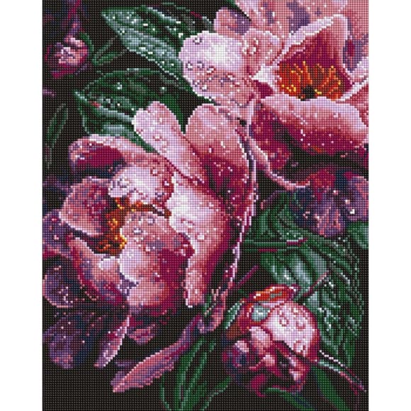 Алмазная мозаика "Розовые пионы под дождем" ©art_selena_ua AMO8363, 40х50 см