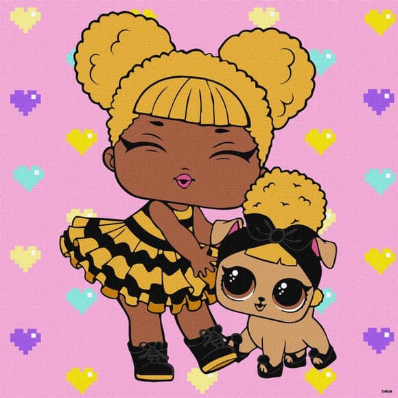 Картина по номерам "L.O.L. Surprise! Queen Bee With Queen Pup" KHO6287, 40х40 см