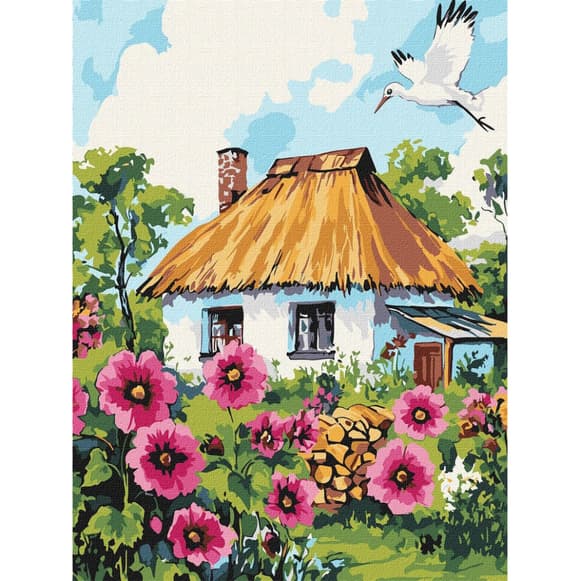 Картина по номерам "Мальвы у дома" ©art_selena_ua KHO6407, 30x40 см