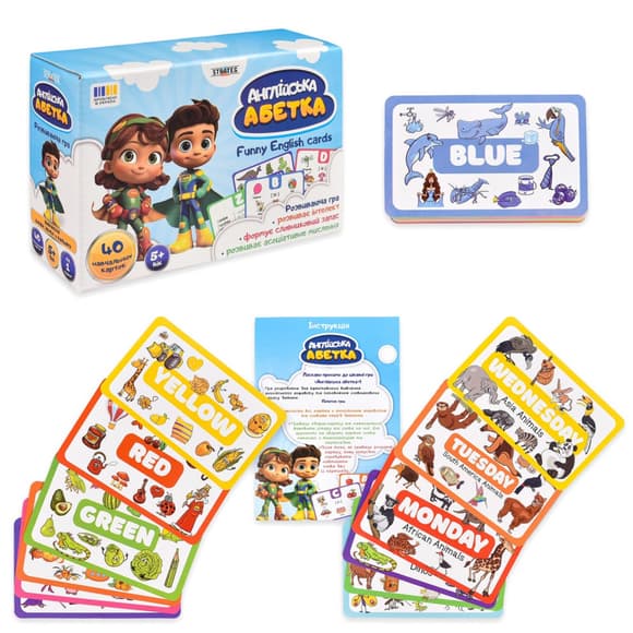 Карточная игра "Английский алфавит" 31034, 40 двусторонних карточек