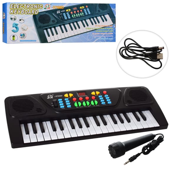 Синтезатор игрушечный MQ-3768D 43 см, 37 клавиш, от USB, микрофон