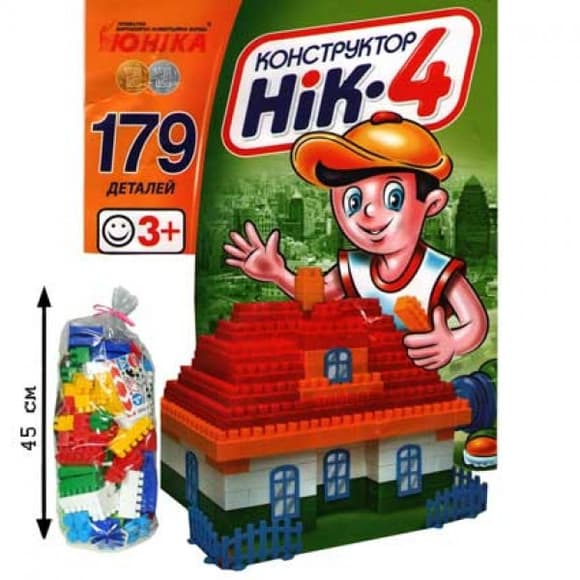 Детский конструктор НИК-4 70910, 179 больших деталей 