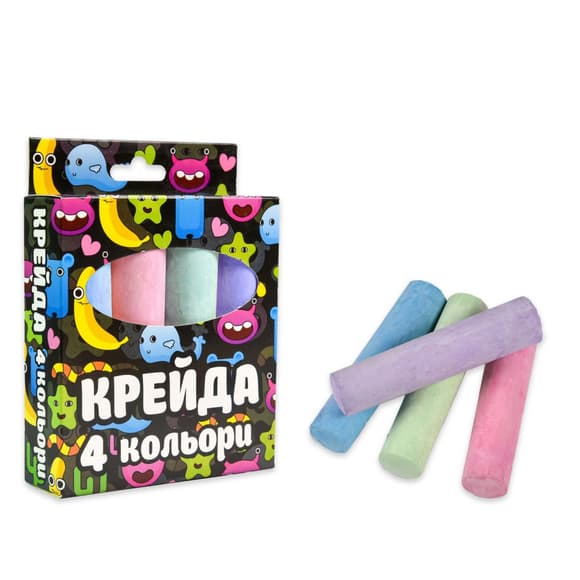 Мел для рисования на асфальте 50115ST 4 штуки, разноцветные