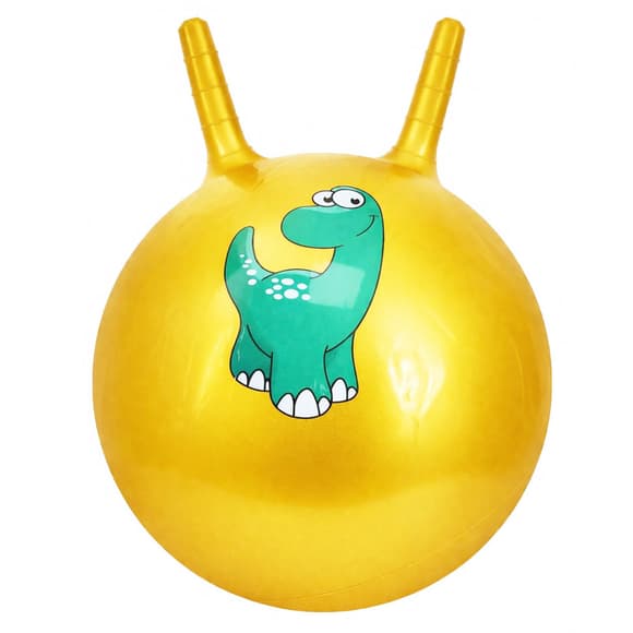 Детский мяч для фитнеса Динозаврик MS 4372(Yellow) с рожками, 45 см, 350 г