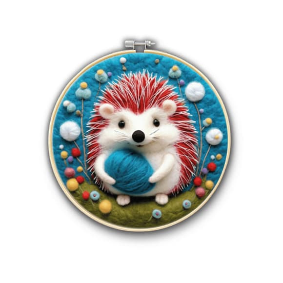 Набор для валяния картины из шерсти "Тепло в лапках" EFL009 диаметр 20 см