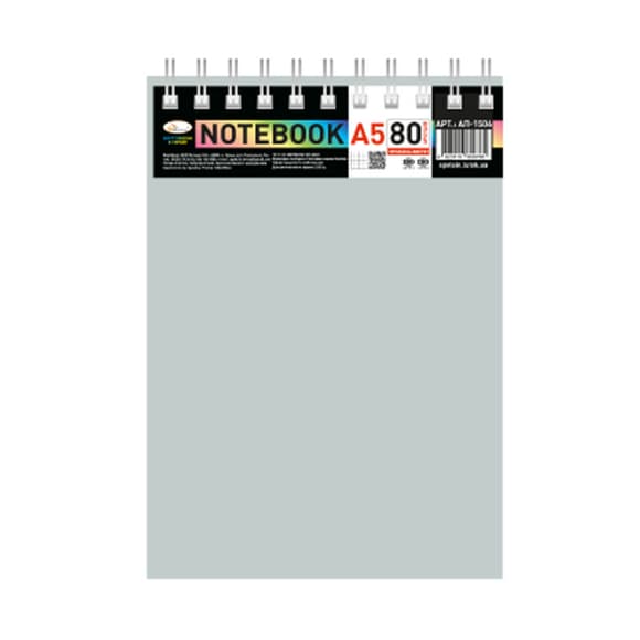 Блокнот А5 В-БП5-80(Gray) 80 аркушів, пружина зверху