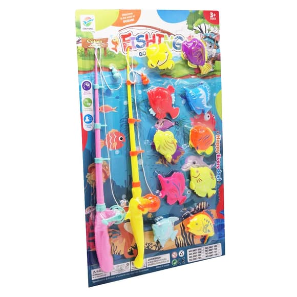 Рыбалка на магните 3067-108(Pink-Yellow) 2 удочки, 10 разноцветных рыбок