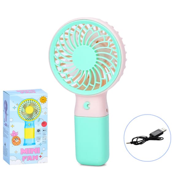 Портативний ручний вентилятор MK 5609(Turquoise) з підставкою, 15,5 см, USB
