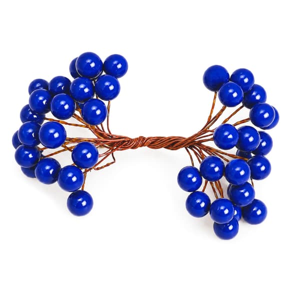 Декоративные ягоды на проволоке Калина DBOW-blue синий, 12 мм, в пучке 40 ягодок