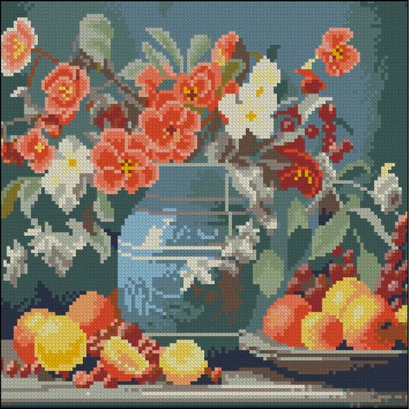 Алмазная мозаика "Цветы и фрукты" FZ3030-23, 30х30 см