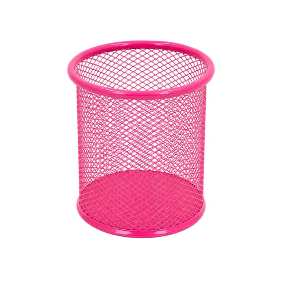 Склянка для ручок 562001-Pink металева, кругла, 9,5х7,5см.