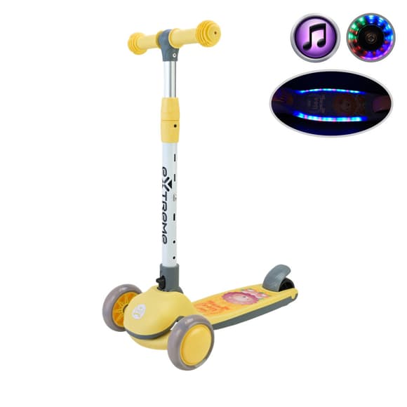 Детский самокат 3-х колесный SC817(Yellow) с музыкой и светом
