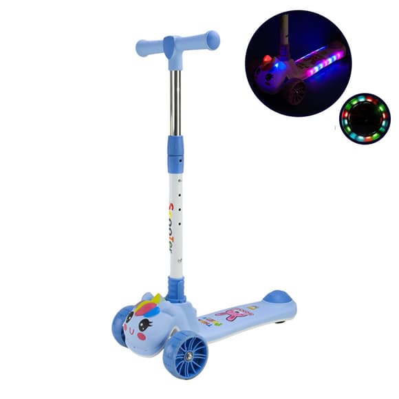 Детский самокат 3-х колесный SC2619(Blue) колеса PU, с музыкой и светом