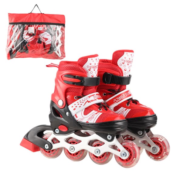 Роликовые коньки RL2503(Red) колеса PVC, размер L (38-41), со светом