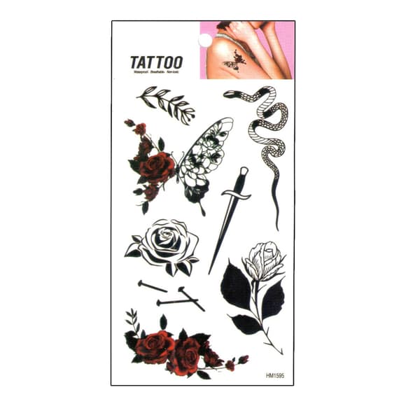 Временная татуировка "Бабочки - Розы Tattoo" 1020-HM1595